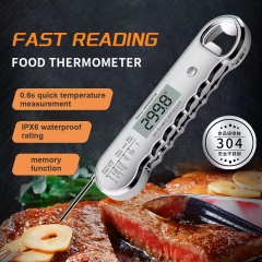 RMS-208 Ultra-Fast 0.6s Read Backlit LCD Display Digital Food Meat Bbq Grill Oven Thermometer Waterproof for All Food & Bottle Opener