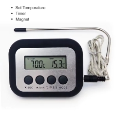 E43 Digital Single Probe Meat Thermometer Alert Timer for Roasting BBQ Smoker Grill Kitchen Oven-Household Plastic Food Thermometer