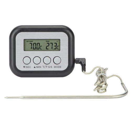 E43 Digital Single Probe Meat Thermometer Alert Timer for Roasting BBQ Smoker Grill Kitchen Oven-Household Plastic Food Thermometer