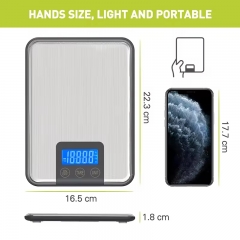 KF-12 5kg/1g High Precision Electronic Cooking Scale Digital Stainless Steel Household LCD Display Food Weight Digital Kitchen Scale