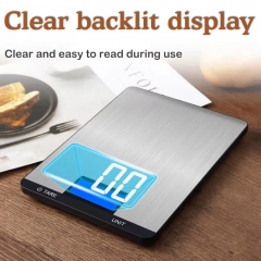 AJY-A10 304 Stainless Steel Digital Kitchen Food Scale LCD Display Electronic Weight Measuring Device Battery Powered