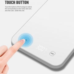 CK2253E-N 15kg/1g High Accuracy Digital Kitchen Scales Large White Glass Electronic Nutrition Scale with LED Display for Baking Use