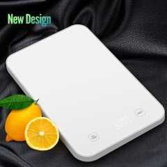 CK2253E-N 15kg/1g High Accuracy Digital Kitchen Scales Large White Glass Electronic Nutrition Scale with LED Display for Baking Use