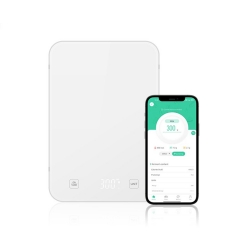 CK2253E-N 15kg/1g High Accuracy Digital Kitchen Scales Large White Glass Electronic Nutrition Scale with LED Display for Baking Use