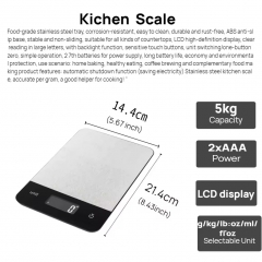 B311A 5kg/1g Stainless Steel Electronic Kitchen Scale Wholesale Baking Food Scale with Battery Power Source