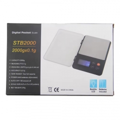 WB-2000 2kg/0.1g Digital Scale Jewel Pocket Balance Diamond Weighing Gram Kitchen Scales with BackLight