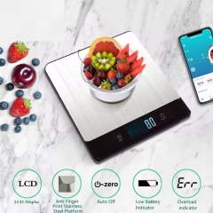 EC523-BT New Smart Digital with 649 Kinds Food Datas Large Platform 5kg Food Weighing Kitchen Scale for Chicken