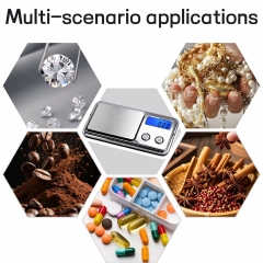 ACCT908 100g/0.01g Silver Digital Rectangular Mini Digital Pocket Scale with Lid 300g Capacity High Precision Customizable Home Weight Measuring