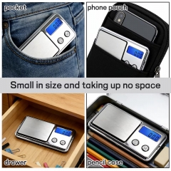 ACCT908 100g/0.01g Silver Digital Rectangular Mini Digital Pocket Scale with Lid 300g Capacity High Precision Customizable Home Weight Measuring