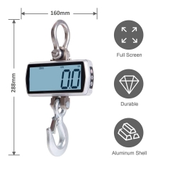 OCS-1000kg LCD Weighing Scale Stainless Steel Shackle Alloy Steel Hook Accurate Display Hanging Battery Crane Scale