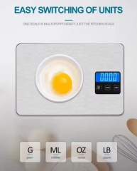 YW-C034 5KG/1g Waterproof Digital Electronic Weighing Stainless Steel Kitchen Food Scale with Backlight LCD Display