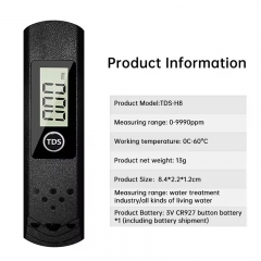 TDS-H8 Digital Water Quality Tester With 0-9990 PPM, Ideal Water Test Meter for Aquariums, Pools, Drinking Water