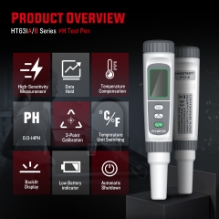 HT631A/B High Precision Digital Water Quality Monitor Tester PH Temperature Meter Backlight Data Hold for Aquariums Custom ODM