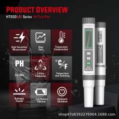 HT630A/B High Precision Digital Water Quality Monitor Tester PH Temperature Meter Backlight Data Hold for Aquariums Custom ODM