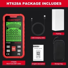 HABOTEST HT628A Electromagnetic Radiation Tester Portable Handheld Portable Radio Frequency Field Tester USB Charge EMF Meter