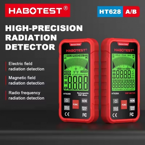 HABOTEST HT628A Electromagnetic Radiation Tester Portable Handheld Portable Radio Frequency Field Tester USB Charge EMF Meter