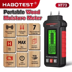 Professional HT73 Digital Wood Moisture Meter High Accuracy Pin Type Firewood Lumber Building Materials Detector 10cm