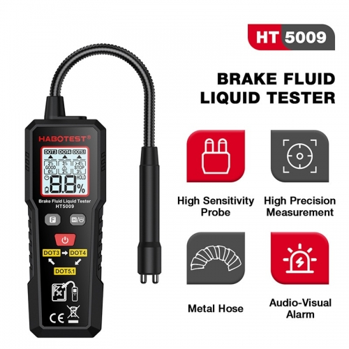 HT5009 Digital Auto Brake Liquid Oil Detector High Precision Automobile Brake Fluid Content Detector for DOT3/DOT4/DOT5.1 *