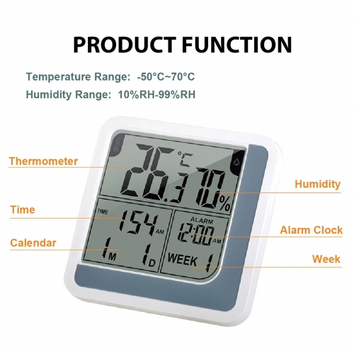 THE501184351 Digital Indoor/Outdoor Thermometer Hygrometer with Clock and Household Plastic Scale for Kitchen Use
