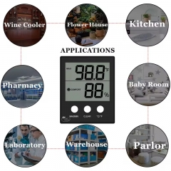 CH-905 Digital Temperature and Humidity Meter With Data Record Indoor Thermometer Wall Clock Thermometer
