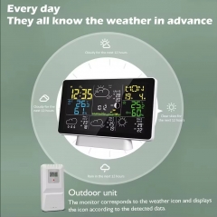 TH43580562 Smart WIFI Desk Clock with Alarm Weather Display Perpetual Calendar Feature ABS Digital Material Indoor Home Office Bedroom Use