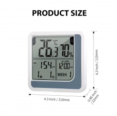 THE501184351 Digital Indoor/Outdoor Thermometer Hygrometer with Clock and Household Plastic Scale for Kitchen Use
