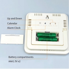 THE501184351 Digital Indoor/Outdoor Thermometer Hygrometer with Clock and Household Plastic Scale for Kitchen Use