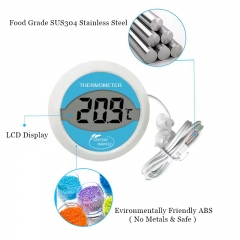 S-W10 Digital Thermometer With Magnet Round Shape Window Thermometer Small Mini Fridge Freezer Thermometer