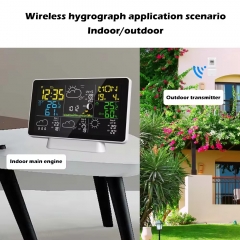 TH43580562 Smart WIFI Desk Clock with Alarm Weather Display Perpetual Calendar Feature ABS Digital Material Indoor Home Office Bedroom Use