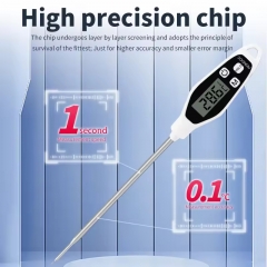 RC1001 Probe-Type Digital Metal Food Thermometer High Accuracy Chip 0.1s Fast Reading IP67 Waterproof BBQ Kitchen
