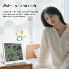 LX8108 Digital Modern Hygrometer Temperature Humidity Meter High Precision LCD Touch Control Portable ABS Battery Operated Home