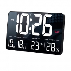 F600 WiFi Smart WiFi LED Wall Clock Large 13 Inch Digital Electronic with Temperature & Humidity Display Plug-In for Household Use
