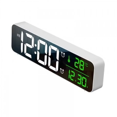 LD8810 10.5-Inch Smart Table Clock Large LED Screen Digital Alarm Bedroom Mirror Temperature Date Music Display 6 Brightness Dimmers