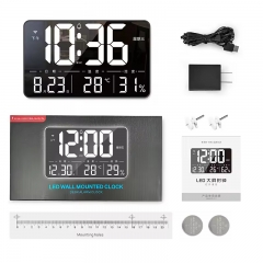 F600 WiFi Smart WiFi LED Wall Clock Large 13 Inch Digital Electronic with Temperature & Humidity Display Plug-In for Household Use