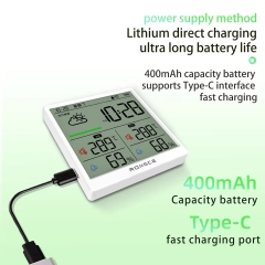 LX8108 Digital Modern Hygrometer Temperature Humidity Meter High Precision LCD Touch Control Portable ABS Battery Operated Home
