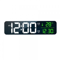 LD8810 10.5-Inch Smart Table Clock Large LED Screen Digital Alarm Bedroom Mirror Temperature Date Music Display 6 Brightness Dimmers