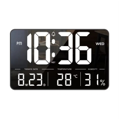F600 WiFi Smart WiFi LED Wall Clock Large 13 Inch Digital Electronic with Temperature & Humidity Display Plug-In for Household Use