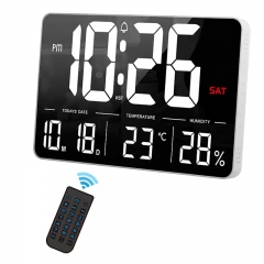 F600 WiFi Smart WiFi LED Wall Clock Large 13 Inch Digital Electronic with Temperature & Humidity Display Plug-In for Household Use