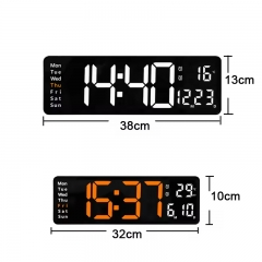 RC-6626 16 Inch LED Wall Clock with Minimalist Digital Temp Date Week Display ABS Remote Control for Living Room Decor