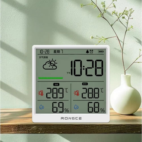 LX8108 Digital Modern Hygrometer Temperature Humidity Meter High Precision LCD Touch Control Portable ABS Battery Operated Home
