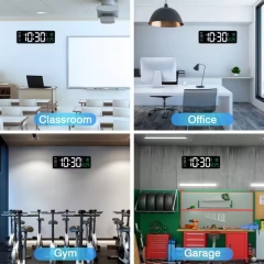 RC-6626 16 Inch LED Wall Clock with Minimalist Digital Temp Date Week Display ABS Remote Control for Living Room Decor