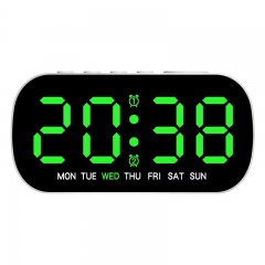 AC-5507 Modern Simple Electronic Multi-Function Alarm Clock LED Digital Display Week Display 24-hour Indication Two Sets USB Desk Clocks