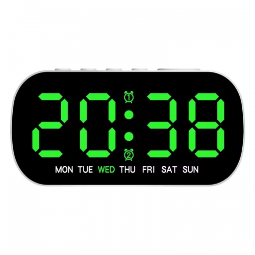 AC-5507 Modern Simple Electronic Multi-Function Alarm Clock LED Digital Display Week Display 24-hour Indication Two Sets USB Desk Clocks