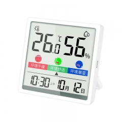 LX8116-A High Precision Plastic Large LED Digital Display Smart Indoor Home Thermometer Hygrometer Calendar Clock Doodle Design