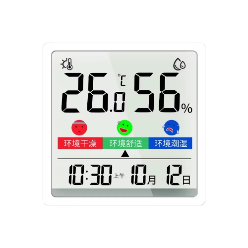 LX8116-A High Precision Plastic Large LED Digital Display Smart Indoor Home Thermometer Hygrometer Calendar Clock Doodle Design
