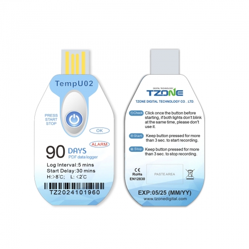 TEMPU02 Cheap USB Disposable Temperature Data Cold Chain Temperature Monitor for Foods Greenhouse