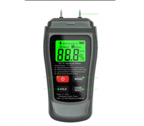 TL-MT18 Portable Industrial Grade Wood Moisture Meter LCD Display 0.1% Resolution 0.5% Accuracy for Timber Concrete Construction