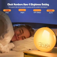 YH-CL326 FM Radio Wake-Up Light Alarm Clock Sunrise Sunset Wake-Up Sleep Colorful Atmosphere Light White Noise With Sleep Night Light