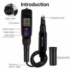 PH-86L Digital Multifunctional pH EC Temperature Meter with LCD Display and Water Quality Tester for Aquarium and Pool