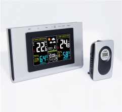 JM-H127G-COLOUR Wireless Indoor Electronic Temperature Humidity Monitor Forecast LCD Digital Weather Station Clock With Outdoor Sensor